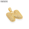 Bubble Letters "N" Pendant with 14K Gold Cz