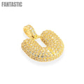 Bubble Letters "U" Pendant with 14K Gold Cz
