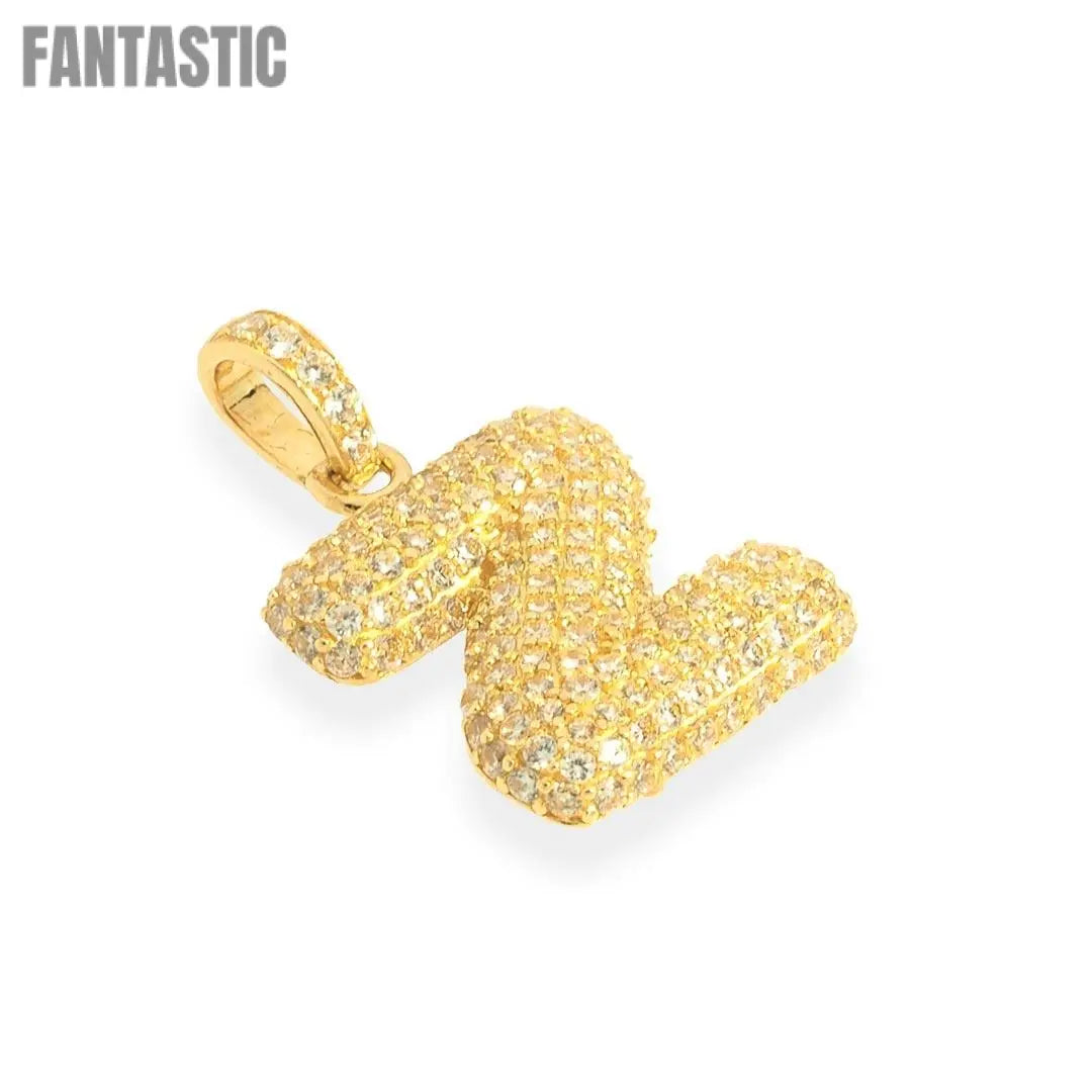 Bubble Letters "Z" Pendant with 14K Gold Cz