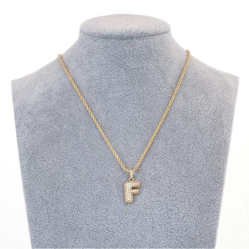 medalla letra f en oro 14k