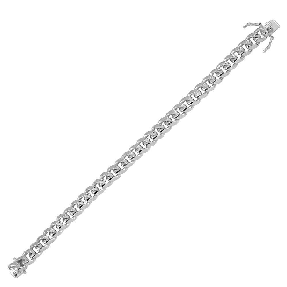 Rhodium Plated 925 Sterling Silver Miami Cuban Chain or Bracelet 9mm Box Lock  CH434 RH