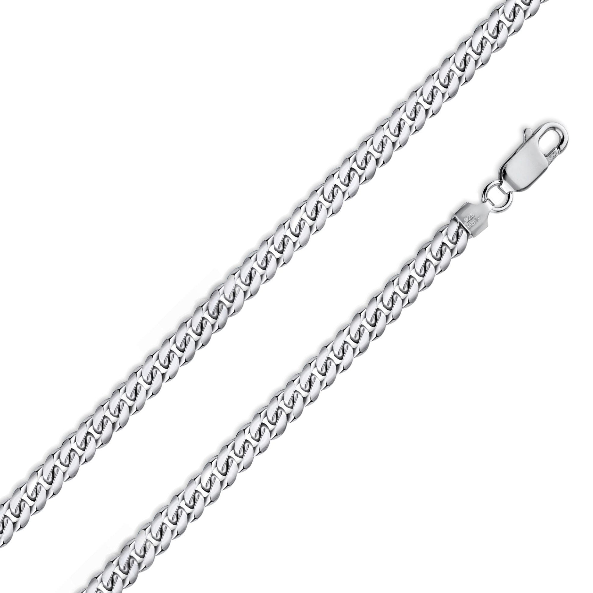 Rhodium Plated 925 Sterling Silver Miami Cuban 150 Chain or Bracelet Link 4.9mm - CH315 RH SPI