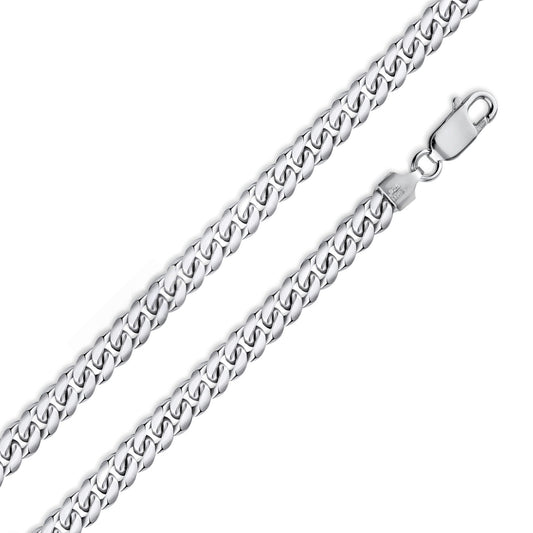 Rhodium Plated 925 Sterling Silver Miami Cuban Curb 180 Chain or Bracelet Link 6.3mm - CH316B RH SPI