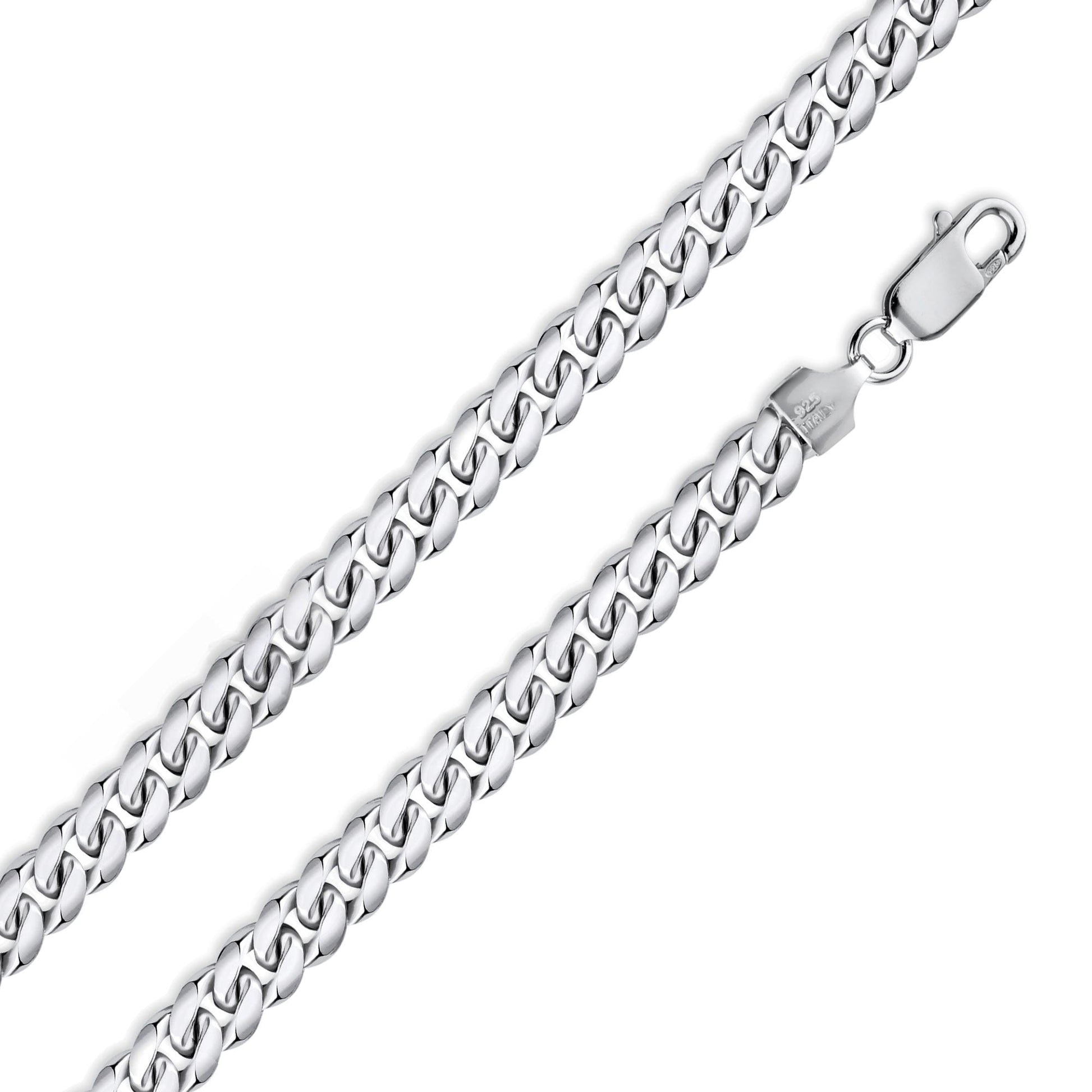 Rhodium Plated 925 Sterling Silver Miami Cuban 200 Bracelet or Chain Link 7mm - CH317 RH SPI