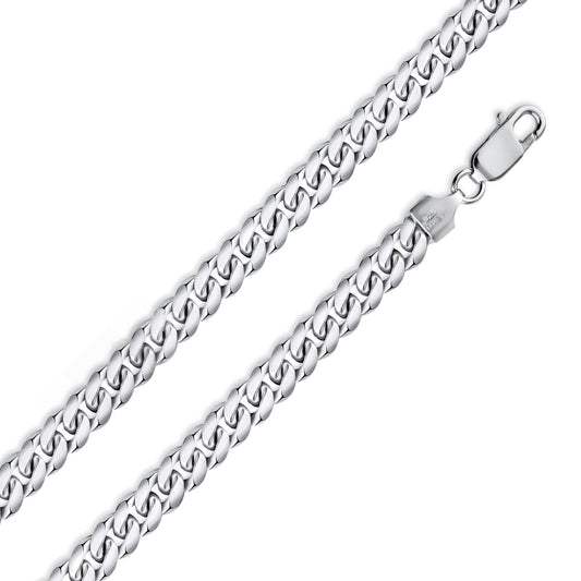 Rhodium Plated 925 Sterling Silver Miami Cuban 200 Bracelet or Chain Link 7mm - CH317 RH SPI