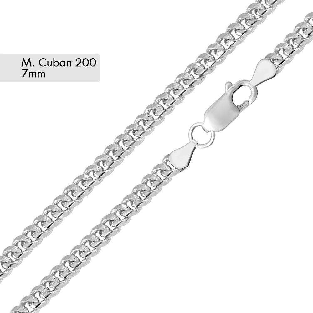 Rhodium Plated 925 Sterling Silver Miami Cuban 200 Bracelet or Chain Link 7mm - CH317 RH SPI
