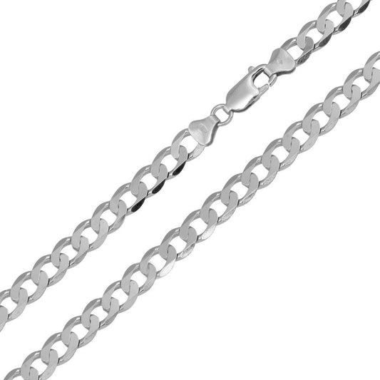 Rhodium Plated 925 Sterling Silver Super Flat Curb 180 Chain or Bracelet 6mm - CH419 RH SPI