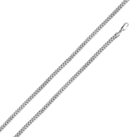 Rhodium Plated 925 Sterling Silver Hollow Franco Chain or Bracelet 5.7mm - CHHW102 RH