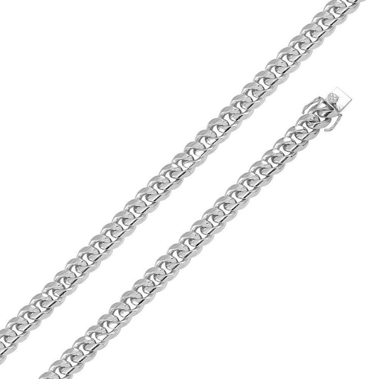 Rhodium Plated 925 Sterling Silver Miami Cuban Chain or Bracelet 12.5mm Box Lock - CH432 RH