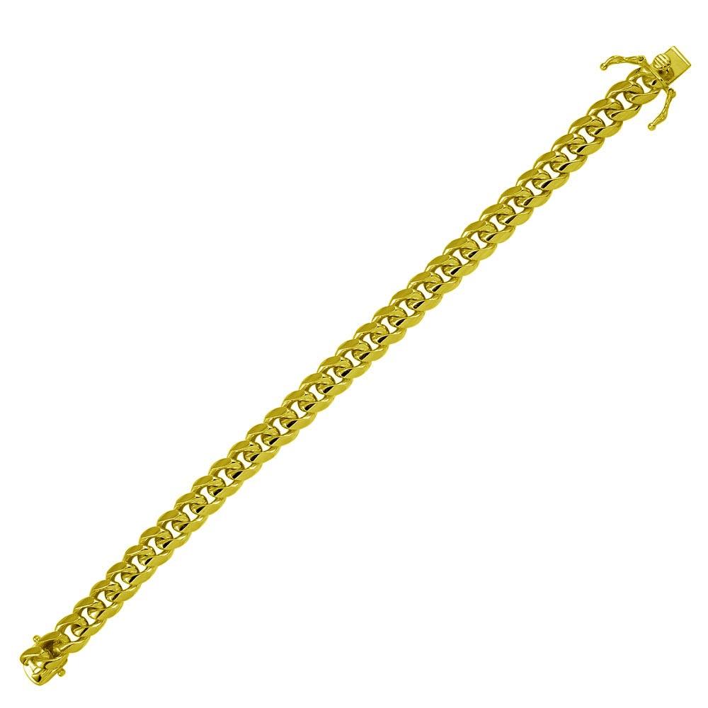 Gold Plated 925 Sterling Silver Miami Cuban Chain or Bracelet 9mm Box Lock - CH486 GP