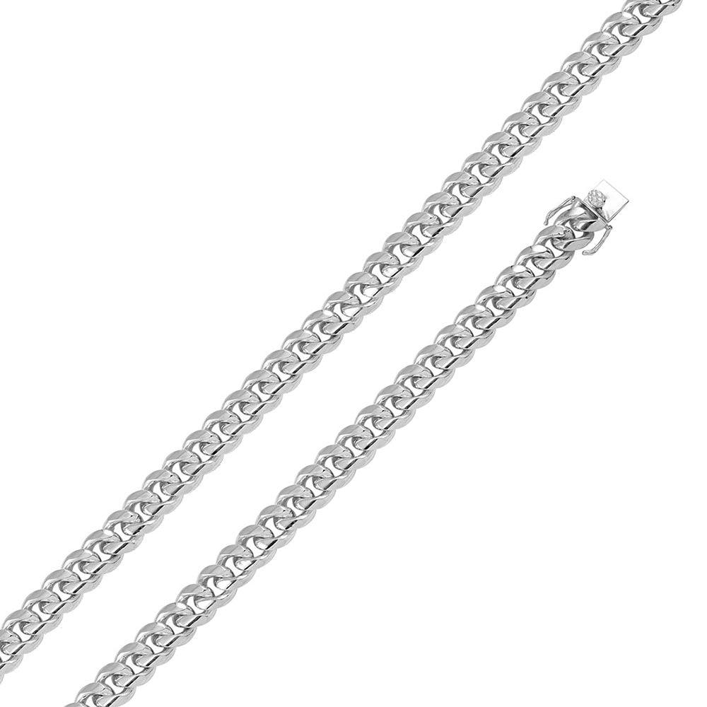 Rhodium Plated 925 Sterling Silver Miami Cuban Chain or Bracelet 10.8mm Box Lock - CH435 RH