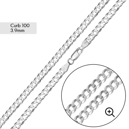 Curb 100 Chain or Bracelet 3.9mm - CH616 SPI