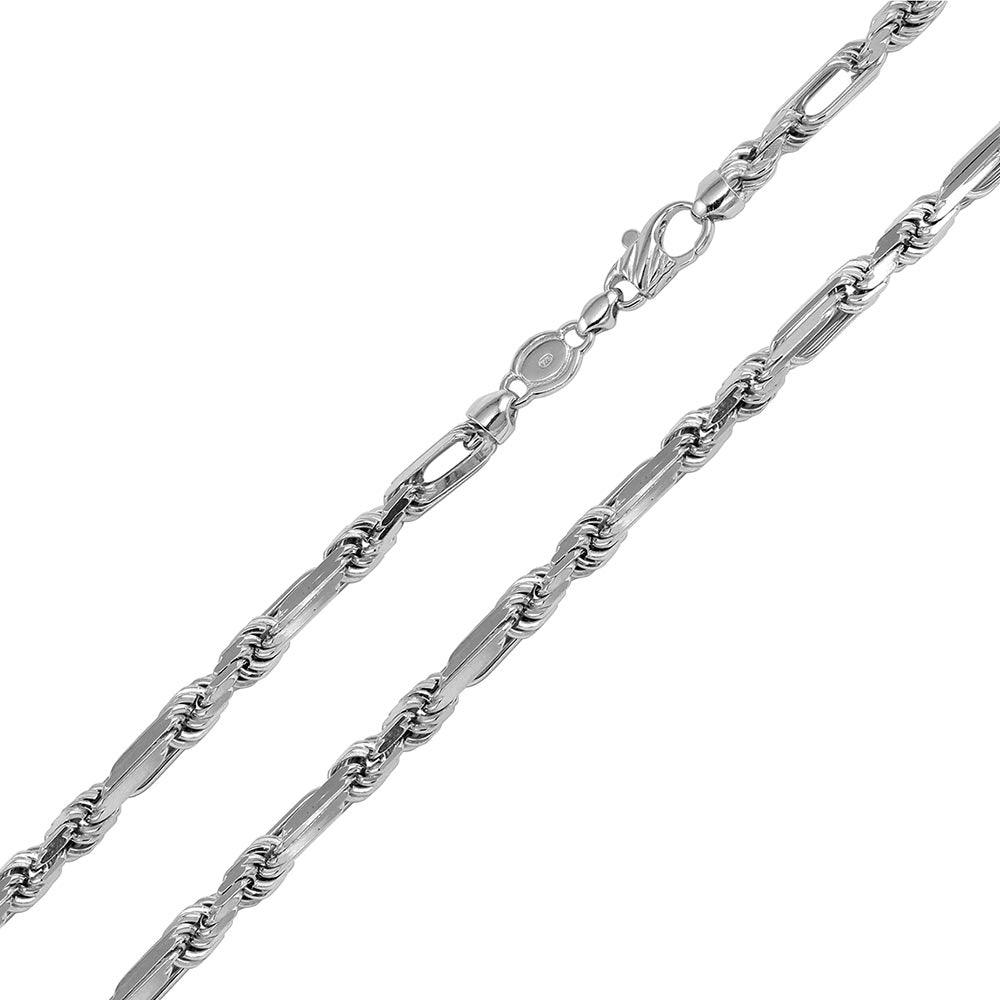 Rhodium Plated 925 Sterling Silver Hand Made Figarope Milano Chain or Bracelet 5.5mm - CH194 RH