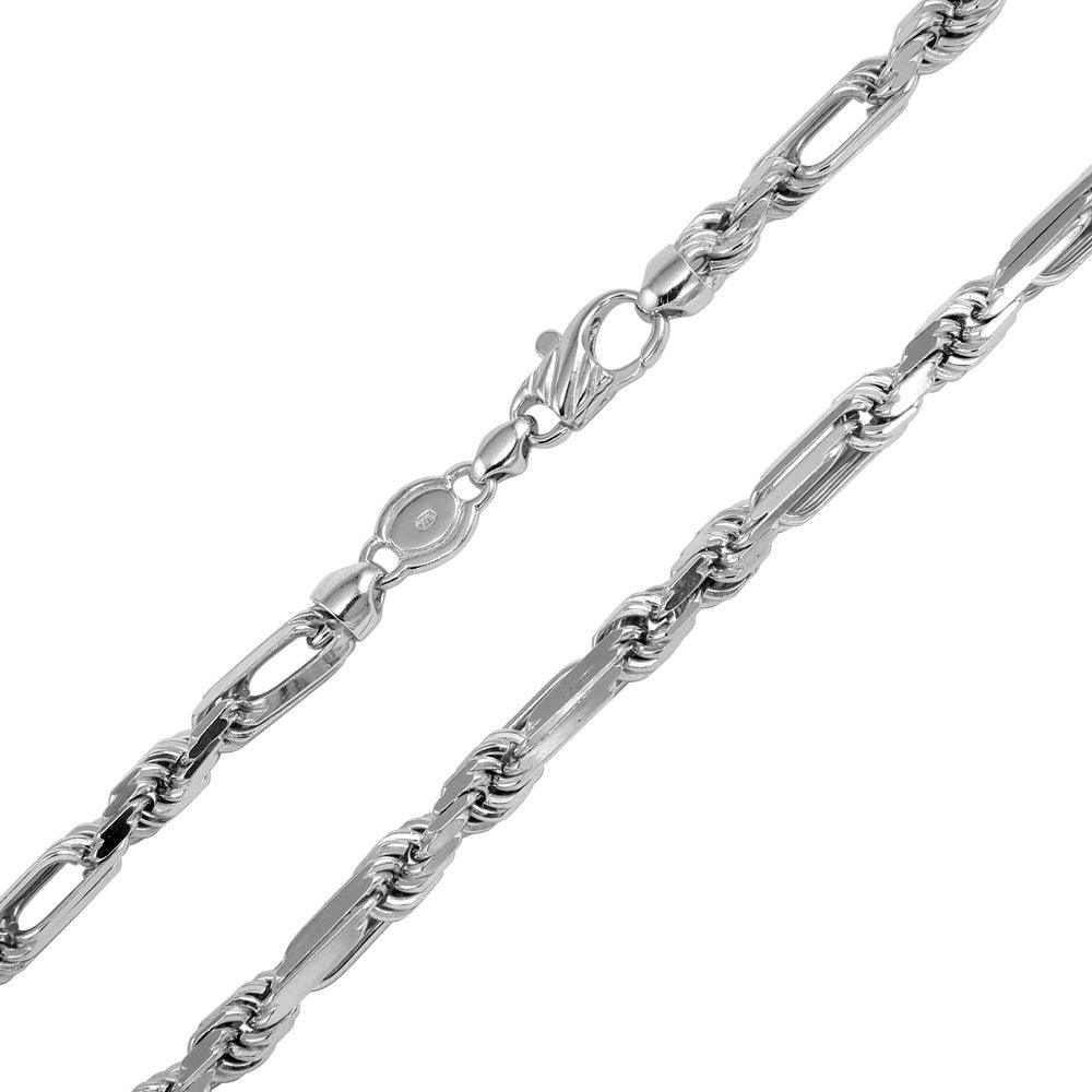 Rhodium Plated 925 Sterling Silver Hand Made Figarope Milano Chain or Bracelet 8mm - CH196 RH