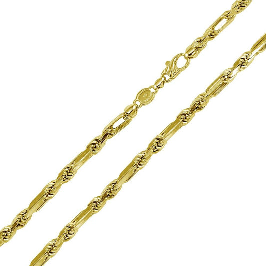 Gold Plated 925 Sterling Silver Hand Made Figarope Milano Chains 5.5mm - CH929 GP