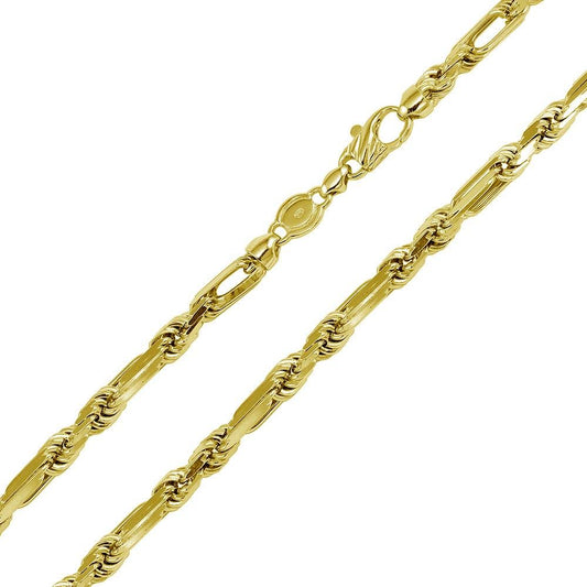 Gold Plated 925 Sterling Silver Hand Made Figarope Milano Chains 6.2mm - CH930 GP