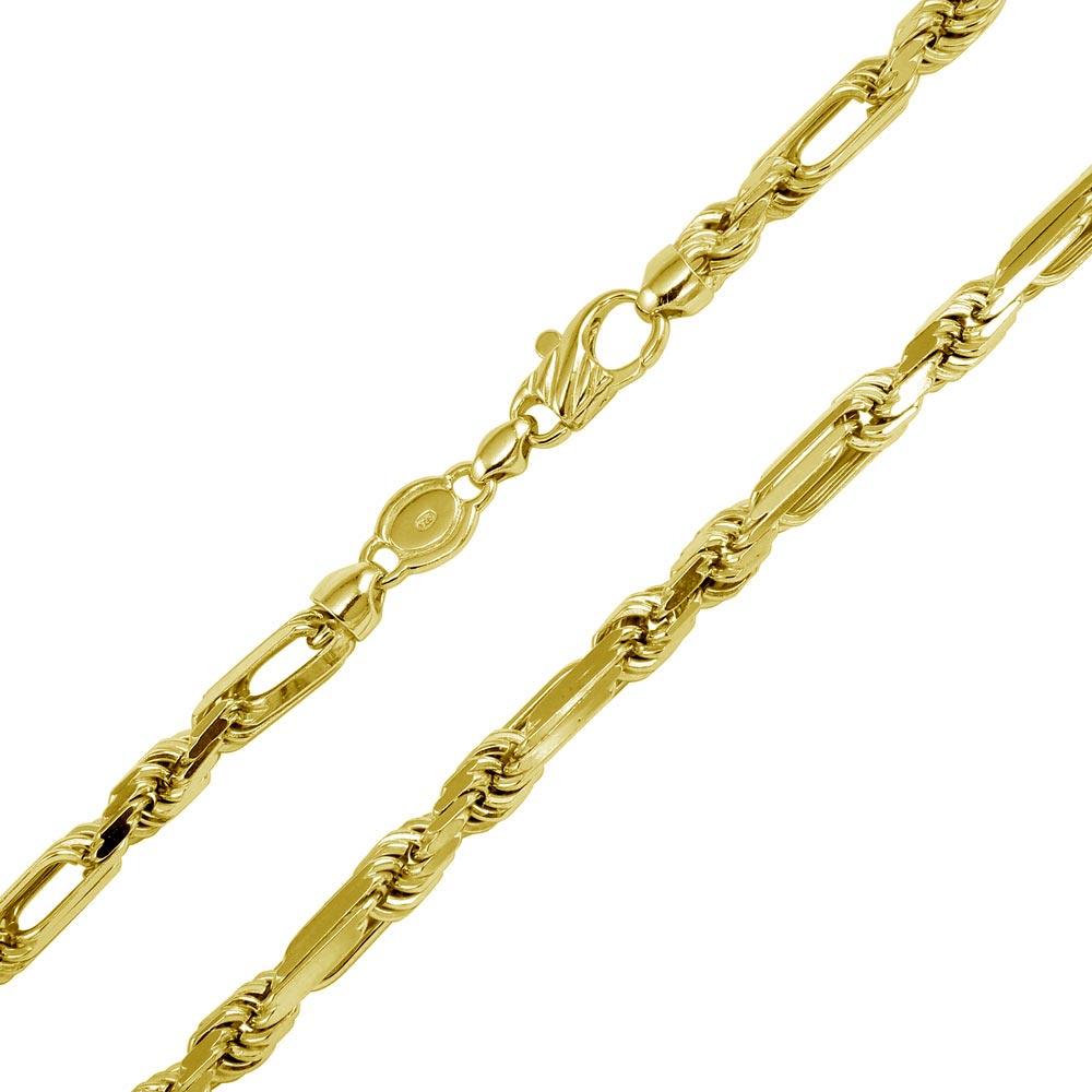 Gold Plated 925 Sterling Silver Hand Made Figarope Milano Chains 8mm - CH931 GP