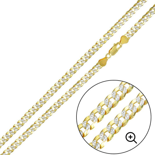 Gold Plated 925 Sterling Silver Two-Tone DC Curb Chain 4.3mm - CH932 GP