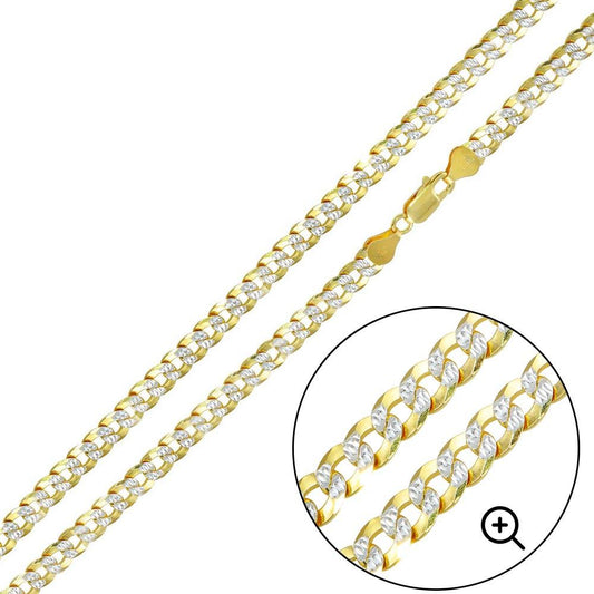 Two-Tone 925 Silver Gold Plated DC Curb Chain 5mm - CH933 GP