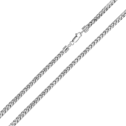 Rhodium Plated 925 Sterling Silver Round Franco Chain 3.2mm - CH935 RH