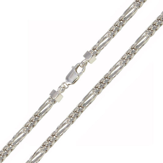 Rhodium Plated 925 Sterling Silver Figaro Franco Chain or Bracelet 5mm - CH942 RH