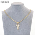 14K Yellow Gold Baguette CZ Initial Letter Necklace | Personalized Pendant