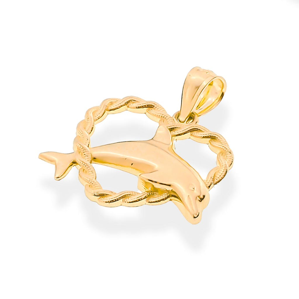 14K Gold Dolphin Pendant