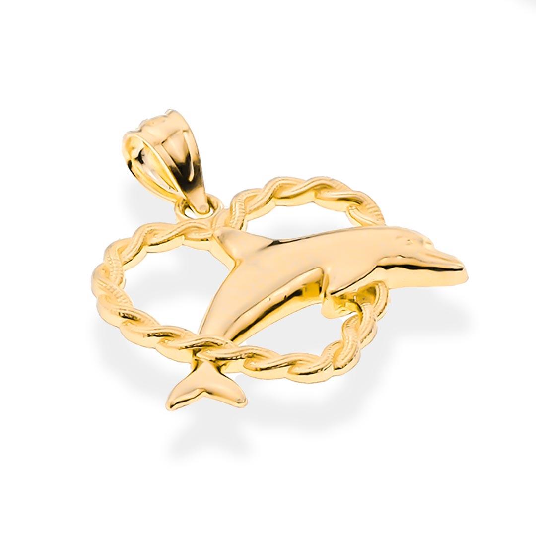 14K Gold Dolphin Pendant