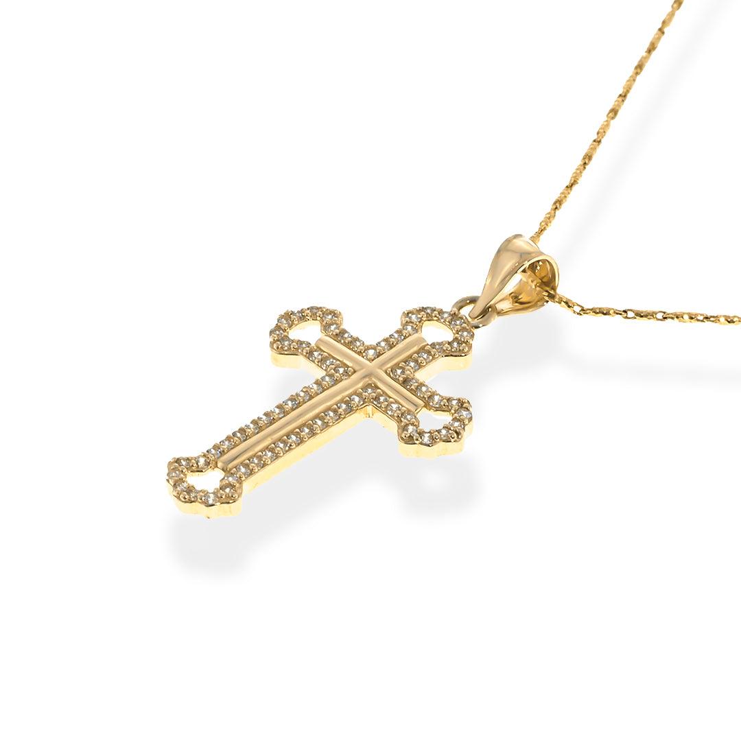 Real Gold 14K Orthodox Cross Pendant |  With Cz Fantastic Jewelry NYC