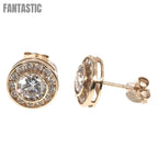 14K gold CZ Cushion Square Micro Pave 9mm stud earrings detail