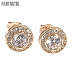 14K gold CZ Cushion Square Micro Pave 9mm stud earrings additional view