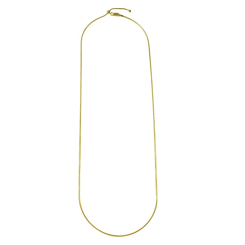 Gold Plated 925 Sterling Silver Round Snake Slider Adjustable Chain Necklace - DIN00012GP SPI