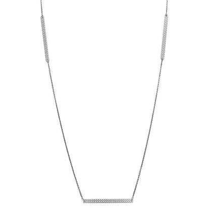 Rhodium Plated 925 Sterling Silver Diamond Cut Bars Necklace - DIN00019RH SPI