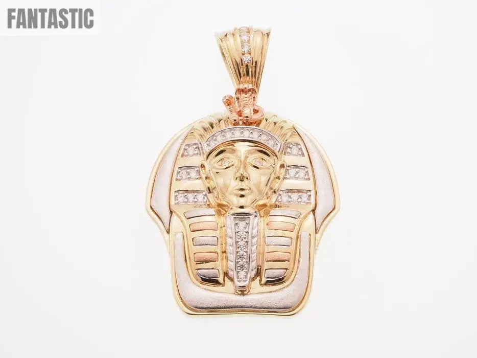 14K gold CZ Pharaoh pendant close-up