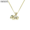 14K Gold Elephant Chain and Pendant Set
