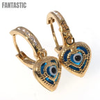 14K gold CZ Evil Eye Drop earrings close-up