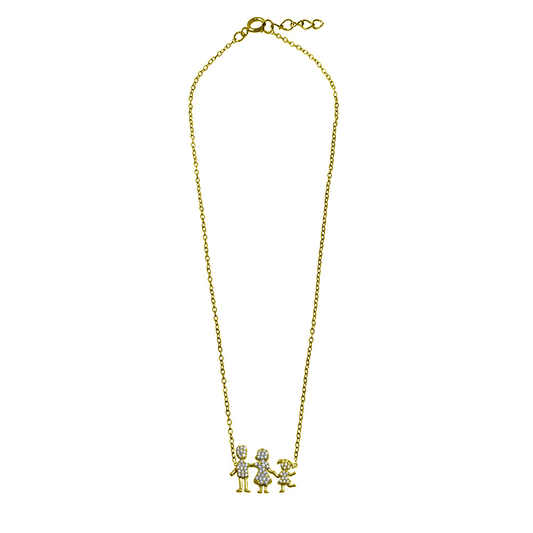 Gold Plated 925 Sterling Silver Daughter and Parents Family Necklace - GMN00081GP SPI