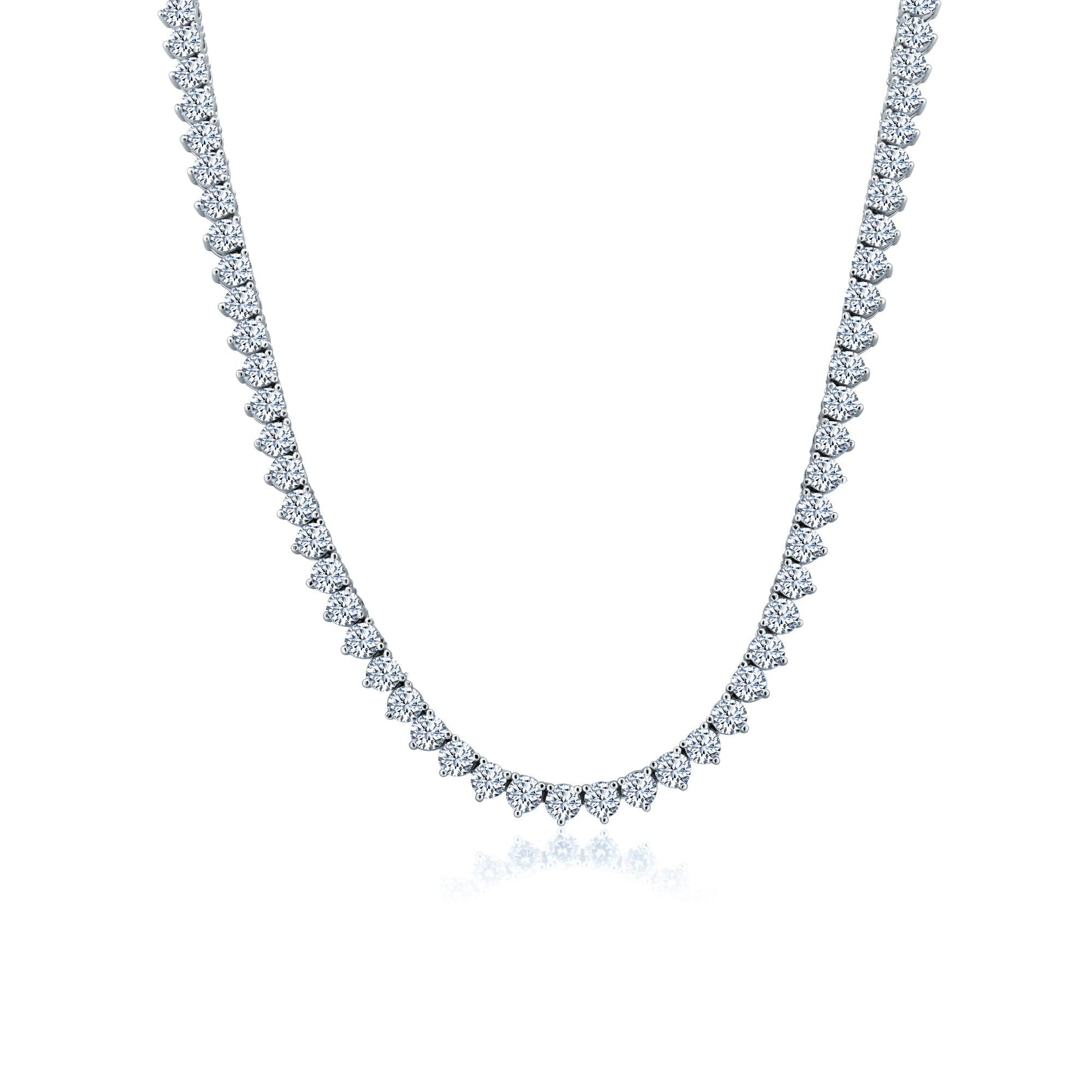 Rhodium Plated 925 Sterling Silver Round Clear 4.8mm 18 inches Tennis Necklace - GMN00209 SPI