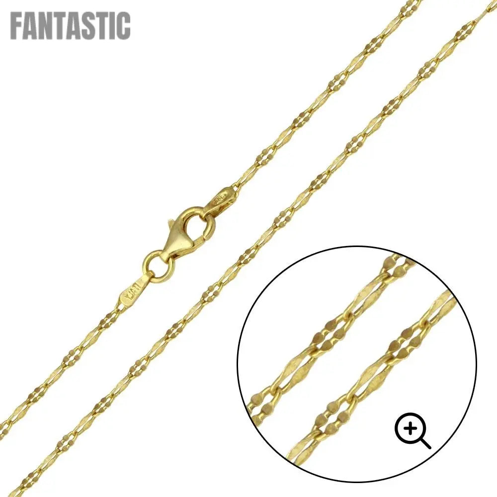 Gold Plated 925 Sterling Silver Alternating DC Confetti Chain 2.1mm - CH369 GP Fantastic NYC