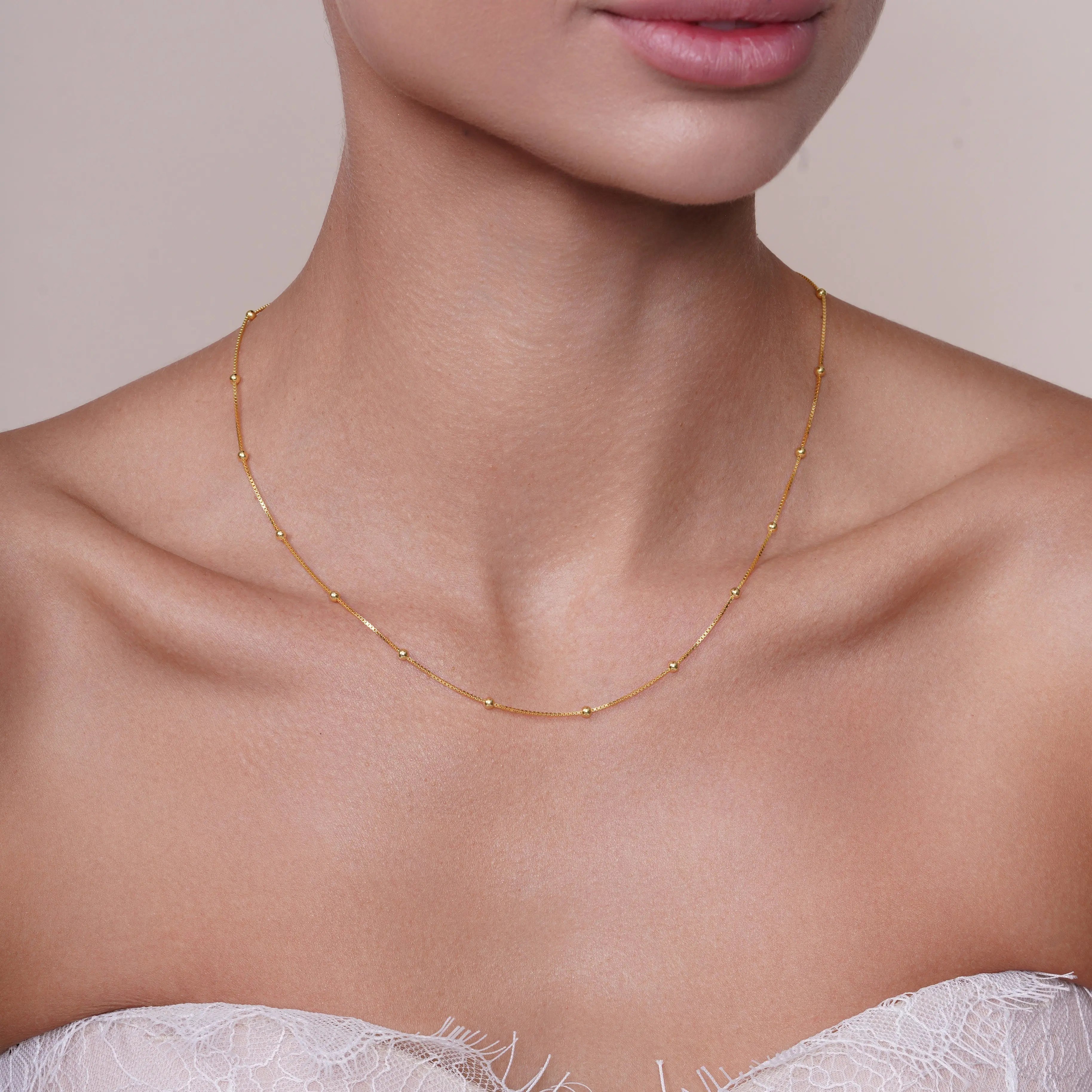 Gold Plated 925 Sterling Silver Box with Bead Chain or Bracelet 0.8mm - CH557 GP Fantastic NYC