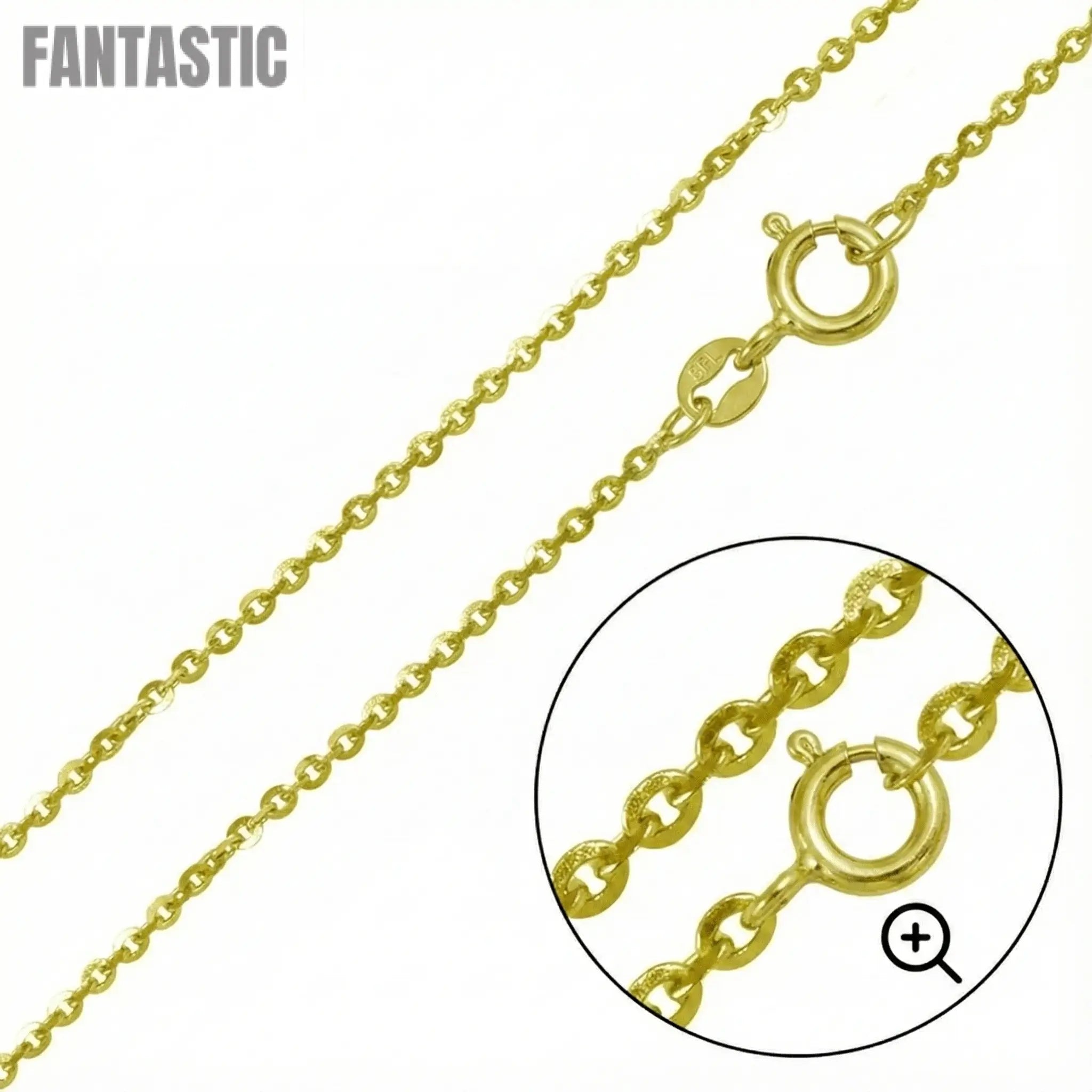 Gold Plated 925 Sterling Silver Brillantina DC 030 Chain or Bracelet 1.4mm - CH397 GP Fantastic NYC