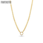 Gold Plated 925 Sterling Silver Cuban With Circle Design Chain or Bracelet - CH553GP Fantastic NYC