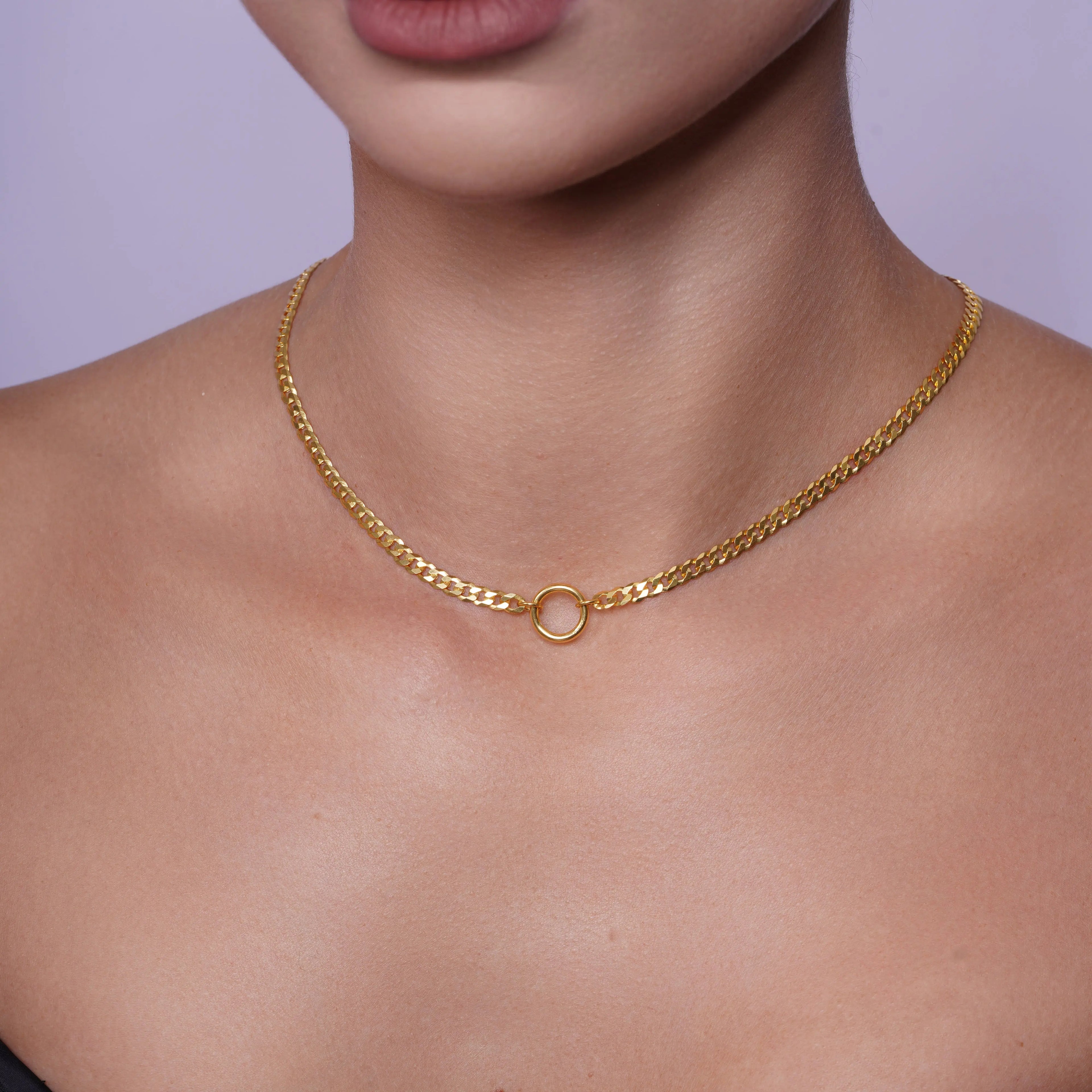 Gold Plated 925 Sterling Silver Cuban With Circle Design Chain or Bracelet - CH553GP Fantastic NYC