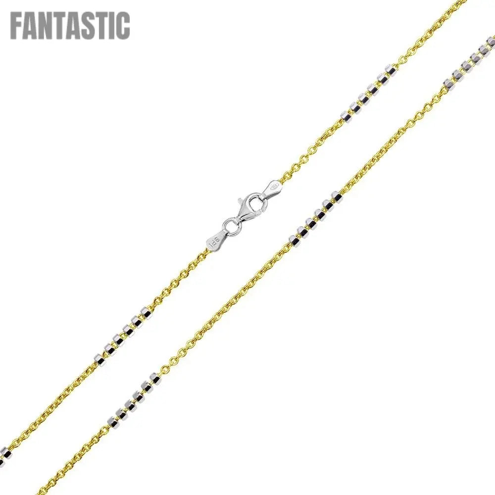 Gold Plated 925 Sterling Silver DC 6 Beads Link  Chains 1.4mm - CH374 GP Fantastic NYC