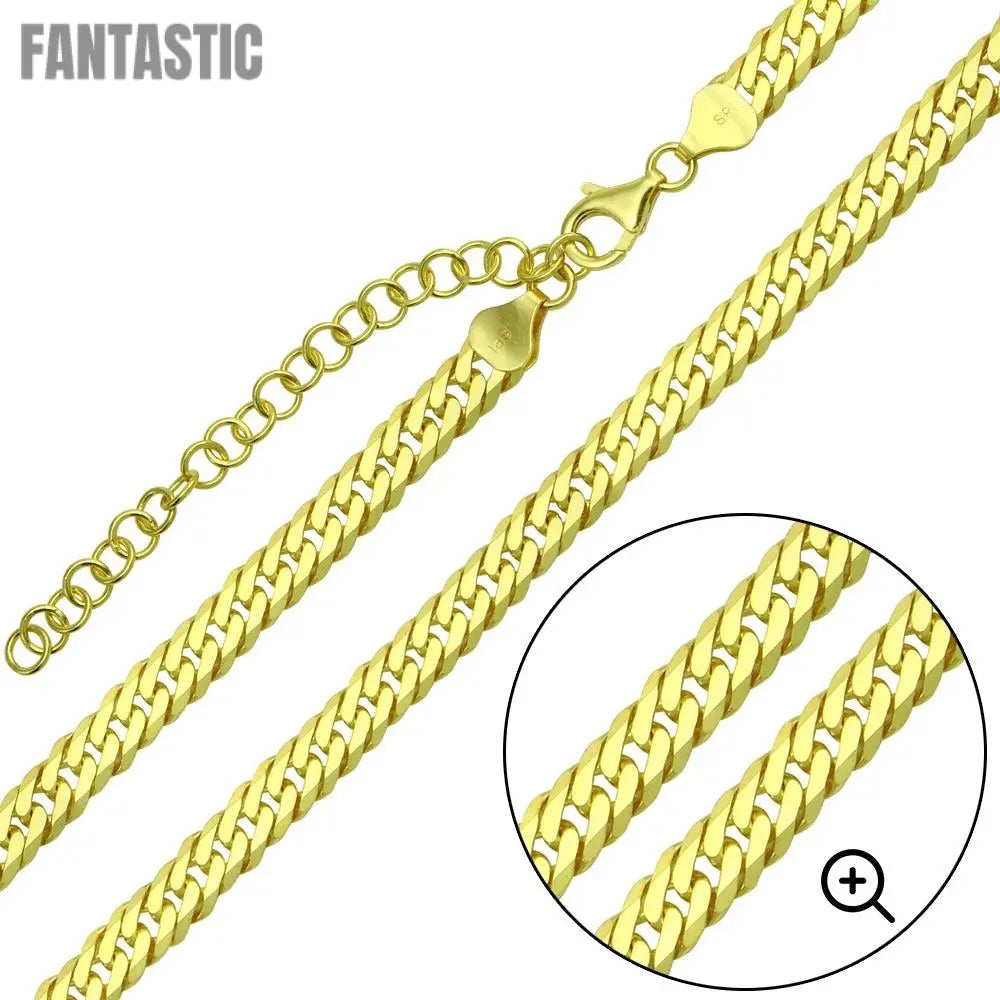 Gold Plated 925 Sterling Silver Miami Cuban Chain Link with Extension 6.5mm - CH478 GP Fantastic NYC