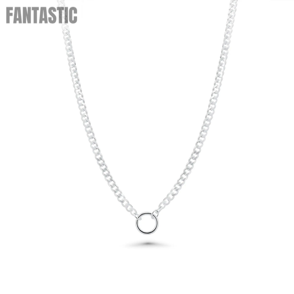 High Polished 925 Sterling Silver Cuban With Circle Design Chain or Bracelet - CH42 SL Fantastic NYC