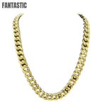 Hollow Miami Cuban link chain side profile in 10K and 14K yellow gold