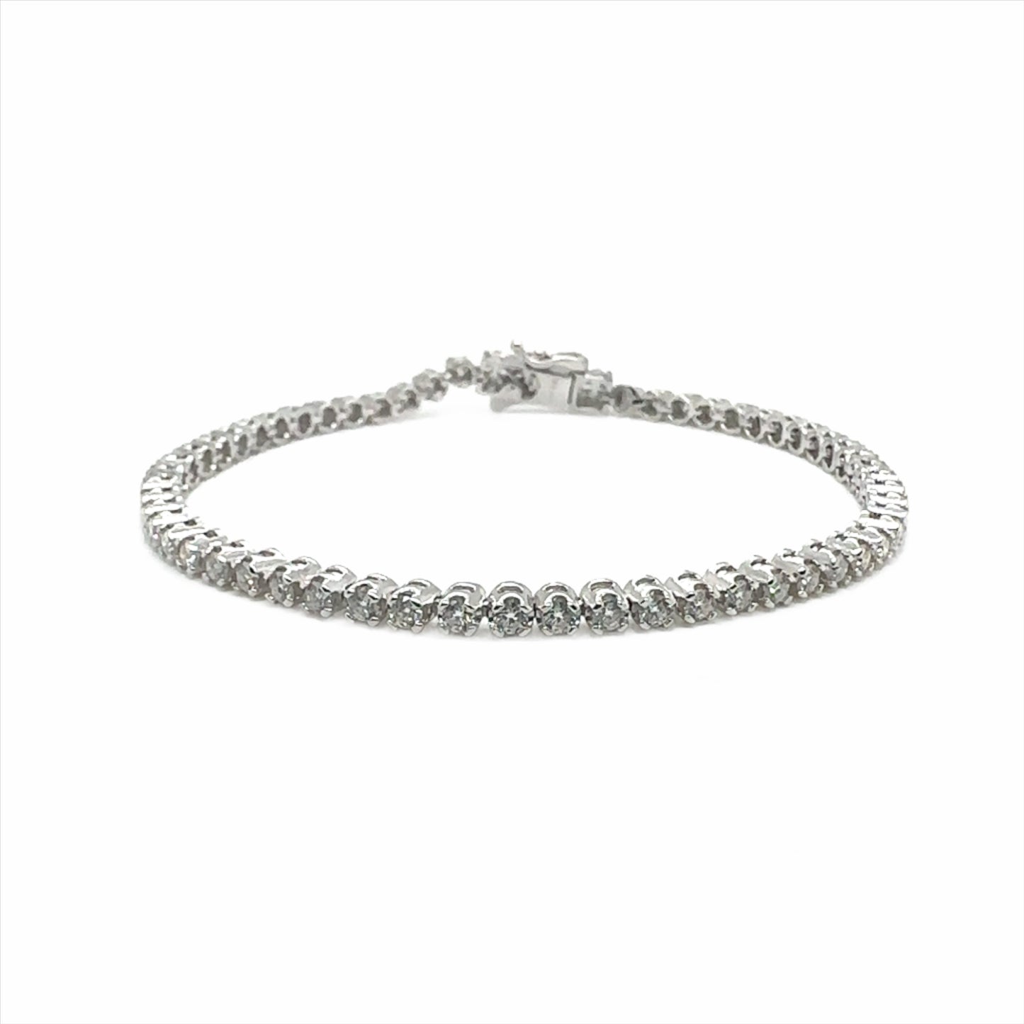 Rhodium Plated 925 Sterling Silver Round Moissanite 2.25mm Tennis Bracelet - MGMB00077 Fantastic Jewelry NYC