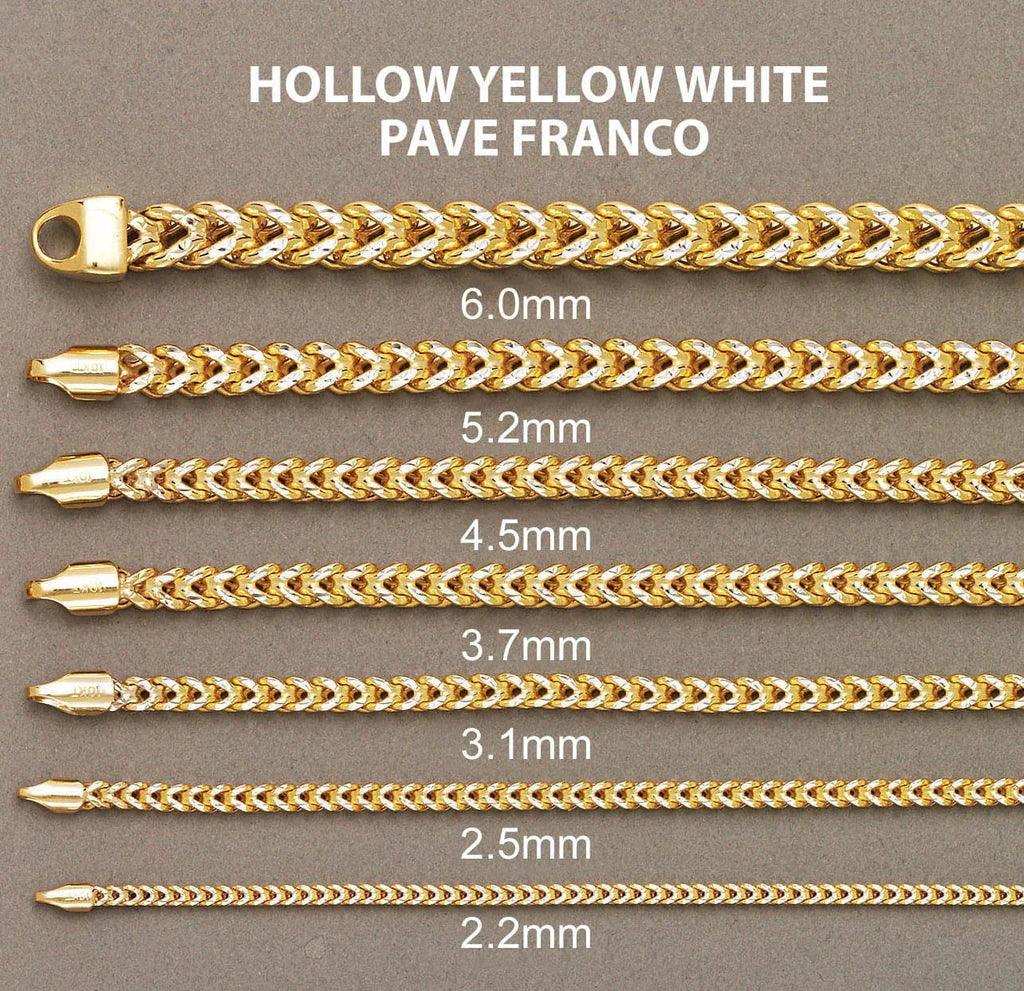 14K Yellow Gold Hollow Franco Chain – 3.9 mm, 28 in