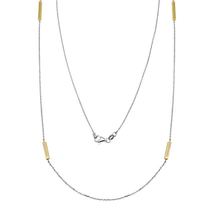 Gold Plated 925 Sterling Silver Rectangle Bar Long Necklace - ITN00099RH-GP SPI